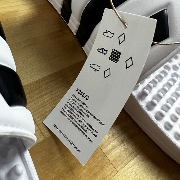 ADIDAS Adissage Slides Sandal White Whitre US Men Size‎ 18 F35573 NEW w/Box - Picture 5 of 11